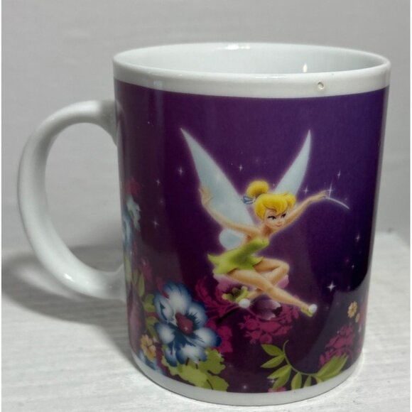 Disney Tinkerbell Mug Ceramic 11 Oz Purple Floral Design - Picture 2 of 6